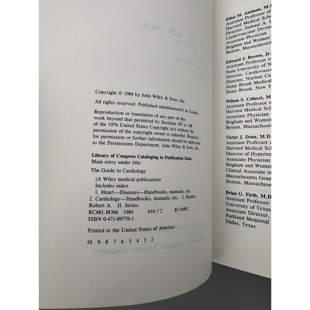 The Guide to Cardiology 1984 Robert A. Kloner John Wiley & Sons Book - Picture 6 of 9